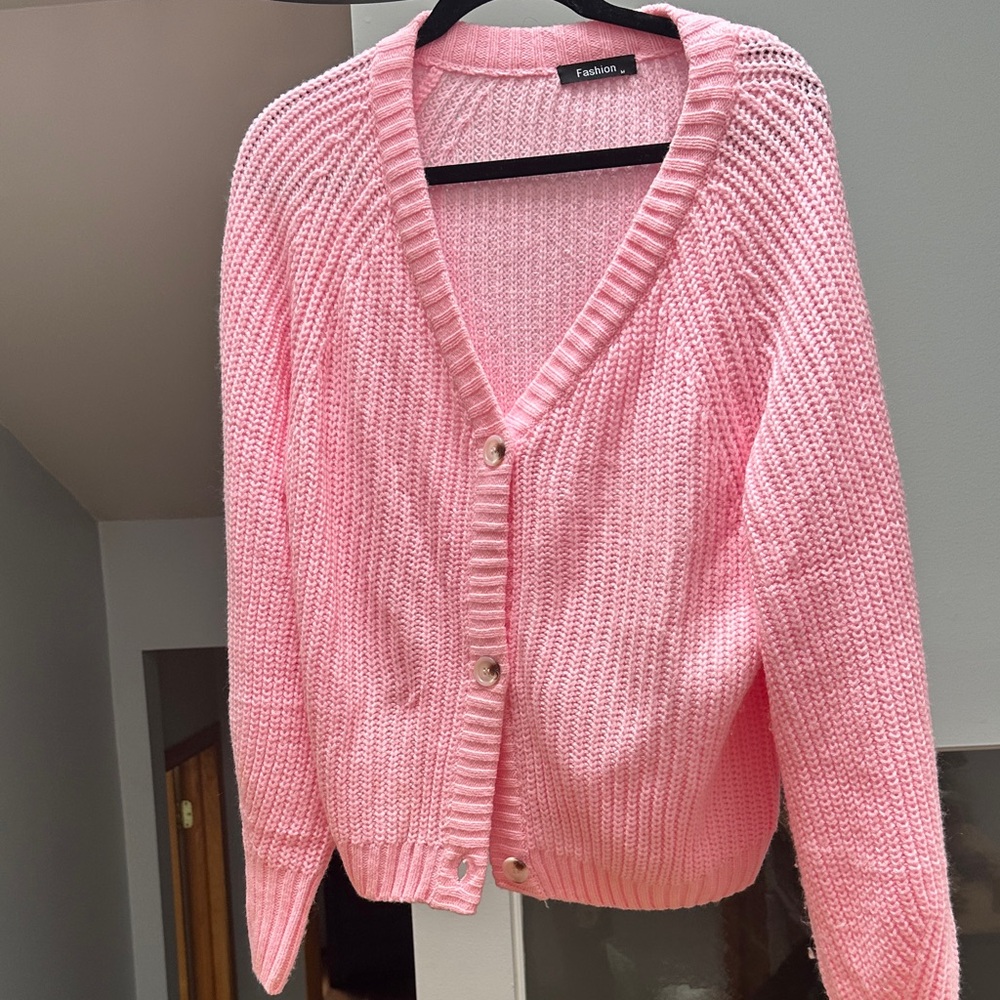 Pink Women's Cardigan Sweater